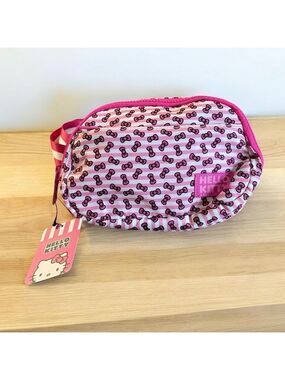 Hello Kitty Crossbody/Fanny Pack Purse, Pink and White, Bow Vinyl Pattern